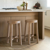 Brahma Whitewash 30"H Wood Stool - Ornate Home