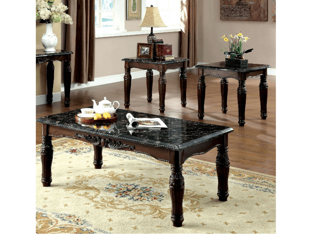 Brampton Espresso/Black 3 Pc. Table Set - Ornate Home