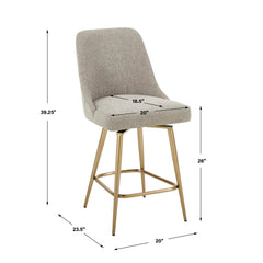 Bramwell Brass/Gray Upholstered Counter Stool - Ornate Home