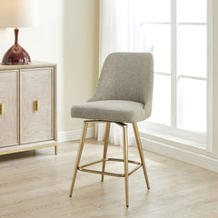 Bramwell Brass/Gray Upholstered Counter Stool - Ornate Home