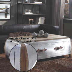 Brancaster Antique Oak & Aluminum Coffee Table - Ornate Home