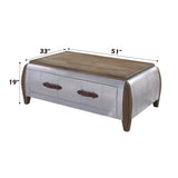 Brancaster Antique Oak & Aluminum Coffee Table - Ornate Home