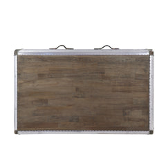 Brancaster Antique Oak & Aluminum Coffee Table - Ornate Home