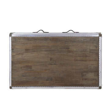 Brancaster Antique Oak & Aluminum Coffee Table - Ornate Home