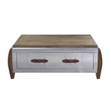 Brancaster Antique Oak & Aluminum Coffee Table - Ornate Home