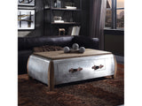 Brancaster Antique Oak & Aluminum Coffee Table - Ornate Home