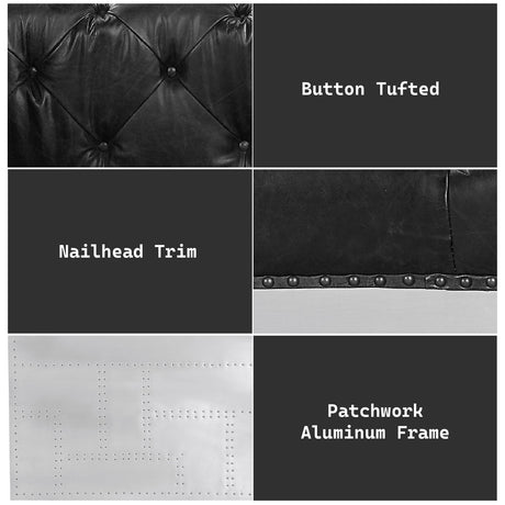 Brancaster Black Grain Leather Sofa - Ornate Home