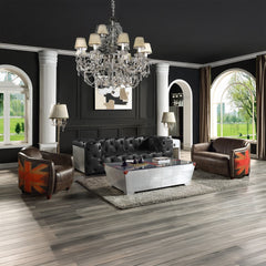 Brancaster Black Grain Leather Sofa - Ornate Home