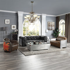 Brancaster Black Grain Leather Sofa - Ornate Home