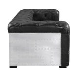 Brancaster Black Grain Leather Sofa - Ornate Home