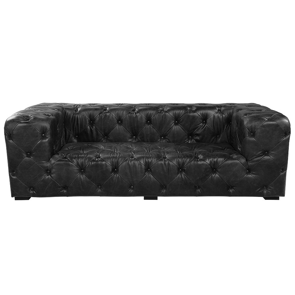 Brancaster Black Grain Leather Sofa - Ornate Home