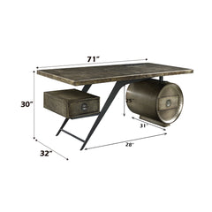 Brancaster Bronze Aluminum Executive Writing Desk W/Usb - Ornate Home