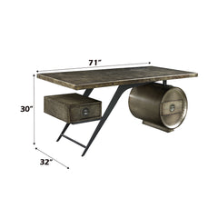Brancaster Bronze Aluminum Executive Writing Desk W/Usb - Ornate Home