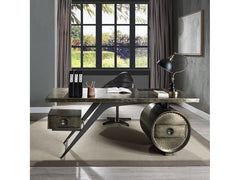 Brancaster Bronze Aluminum Executive Writing Desk W/Usb - Ornate Home