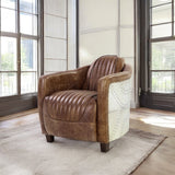 Brancaster Brown Genuine Leather & Aluminum Chair - Ornate Home