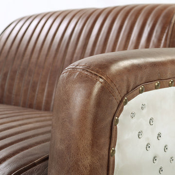 Brancaster Brown Genuine Leather & Aluminum Chair - Ornate Home