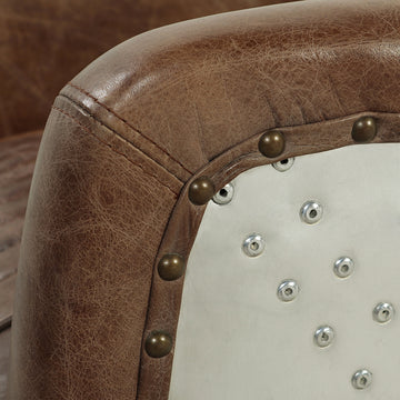 Brancaster Brown Genuine Leather & Aluminum Chair - Ornate Home