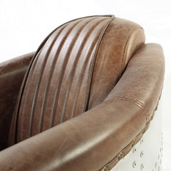 Brancaster Brown Genuine Leather & Aluminum Chair - Ornate Home