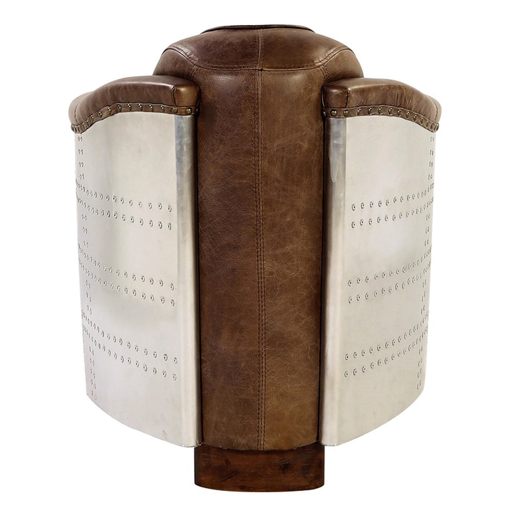 Brancaster Brown Genuine Leather & Aluminum Chair - Ornate Home