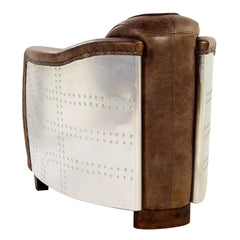 Brancaster Brown Genuine Leather & Aluminum Chair - Ornate Home