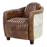 Brancaster Brown Genuine Leather & Aluminum Chair - Ornate Home