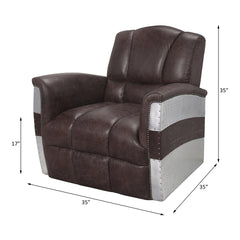 Brancaster Brown Leather & Aluminium Accent Chair - Ornate Home