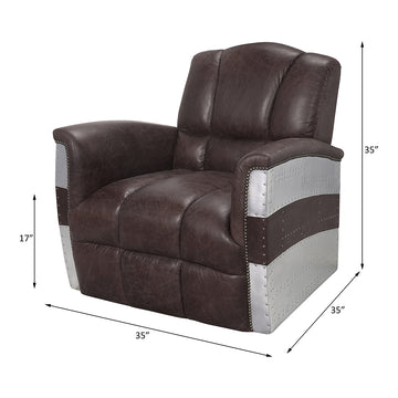 Brancaster Brown Leather & Aluminium Accent Chair - Ornate Home