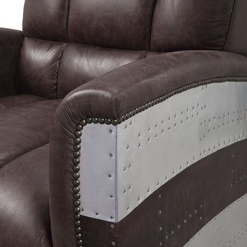 Brancaster Brown Leather & Aluminium Accent Chair - Ornate Home