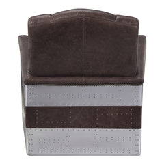 Brancaster Brown Leather & Aluminium Accent Chair - Ornate Home