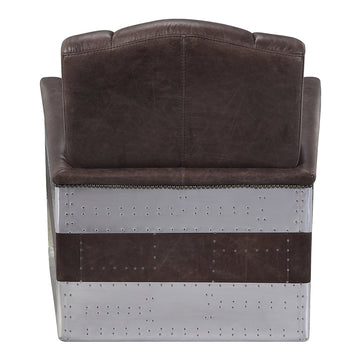 Brancaster Brown Leather & Aluminium Accent Chair - Ornate Home