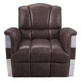 Brancaster Brown Leather & Aluminium Accent Chair - Ornate Home