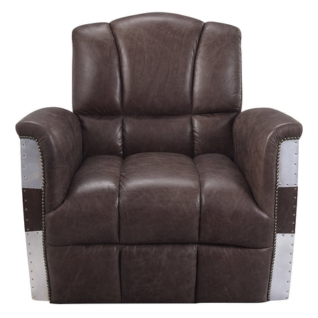 Brancaster Brown Leather & Aluminium Accent Chair - Ornate Home