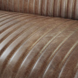 Brancaster Brown  Leather & Aluminium Loveseat - Ornate Home
