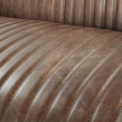 Brancaster Brown  Leather & Aluminium Loveseat - Ornate Home