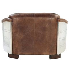Brancaster Brown  Leather & Aluminium Loveseat - Ornate Home