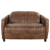 Brancaster Brown  Leather & Aluminium Loveseat - Ornate Home