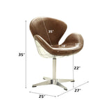 Brancaster Brown Leather/Aluminum Accent Chair (1Pc) - Ornate Home