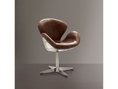 Brancaster Brown Leather/Aluminum Accent Chair (1Pc) - Ornate Home