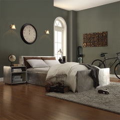 Brancaster Brown Leather & Aluminum Queen Bed - Ornate Home
