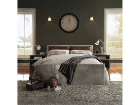 Brancaster Brown Leather & Aluminum Queen Bed - Ornate Home