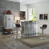 Brancaster Brown Leather & Aluminum Wine Cabinet - Ornate Home