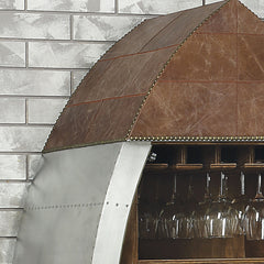 Brancaster Brown Leather & Aluminum Wine Cabinet - Ornate Home