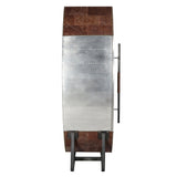 Brancaster Brown Leather & Aluminum Wine Cabinet - Ornate Home