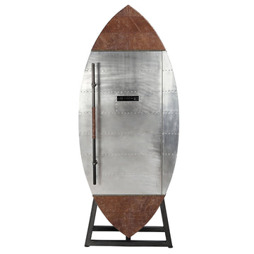 Brancaster Brown Leather & Aluminum Wine Cabinet - Ornate Home