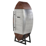 Brancaster Brown Leather & Aluminum Wine Cabinet - Ornate Home