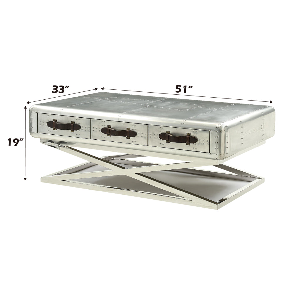 Brancaster Coffee Table in Aluminum - Ornate Home