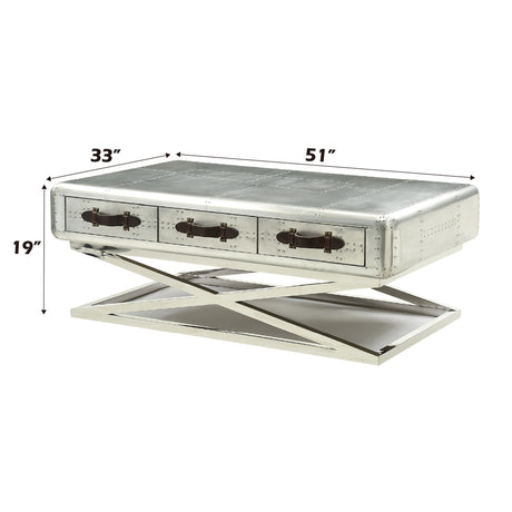 Brancaster Coffee Table in Aluminum - Ornate Home