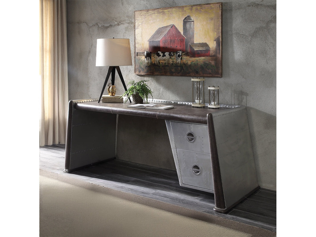 Brancaster Distress Chocolate Desk - Ornate Home