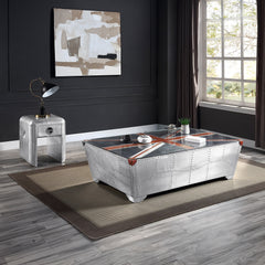 Brancaster Glass/Aluminum Coffee Table - Ornate Home