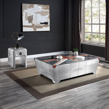 Brancaster Glass/Aluminum Coffee Table - Ornate Home